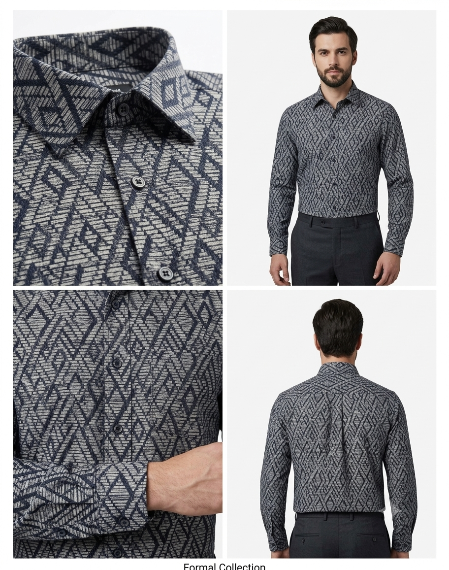 Charcoal Geometric Diamond Print Shirt