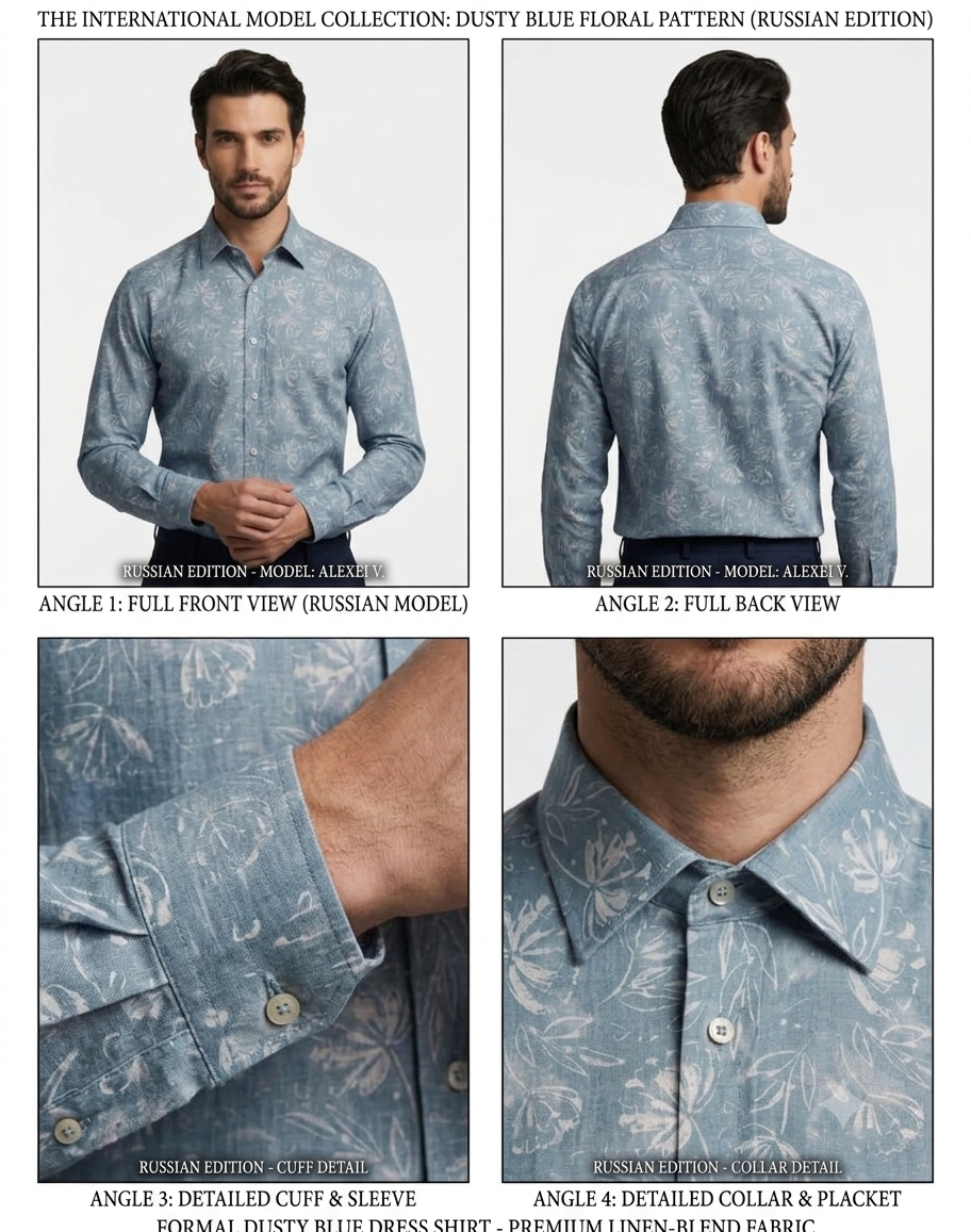 Powder Blue Botanical Print Shirt