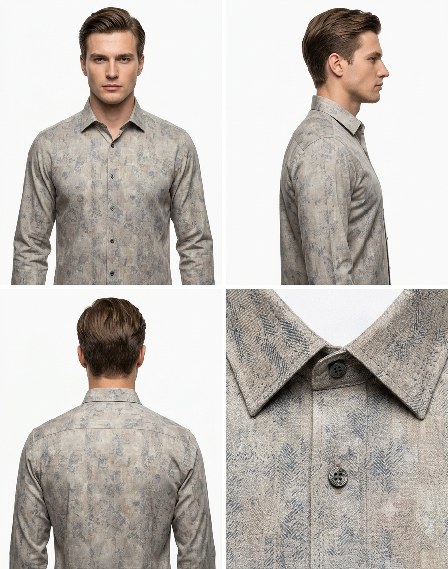 Men's Stone Beige Abstract Texture Shirt