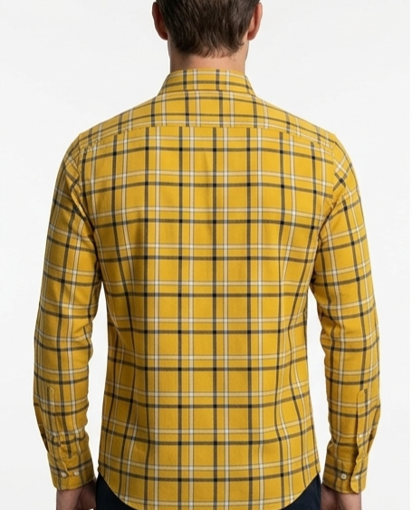 Men's Yellow Plaid Full Sleeve Shirt – Button-Down Casual Fit