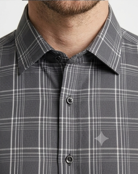 Graphite Fine Grid Check Shirt