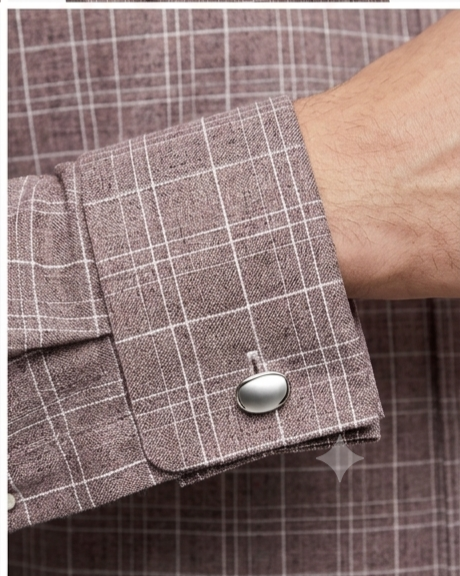 Men's Dusty Rose Brown Check Shirt – Slim Fit Spread Collar