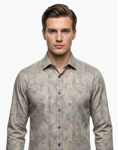 Men's Stone Beige Abstract Texture Shirt