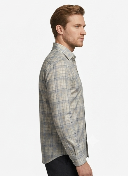 Beige Blue Heritage Check Shirt