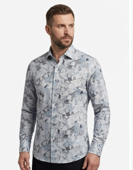Powder Blue Mosaic Print Formal Shirt