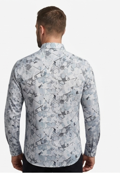 Powder Blue Mosaic Print Formal Shirt