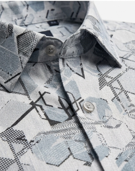 Powder Blue Mosaic Print Formal Shirt