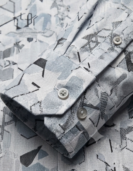 Powder Blue Mosaic Print Formal Shirt