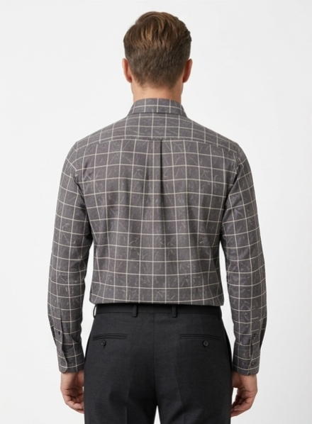 Men's Charcoal Fine Check Formal Shirt
