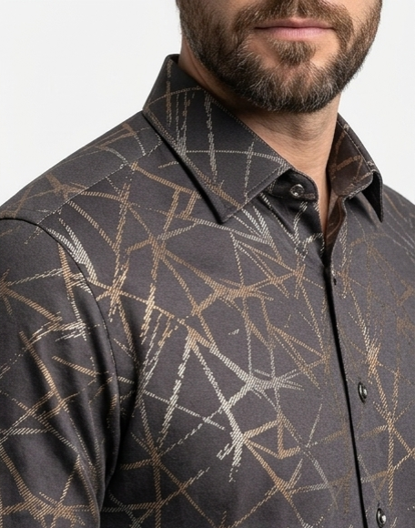 Charcoal Abstract Line Print Shirt