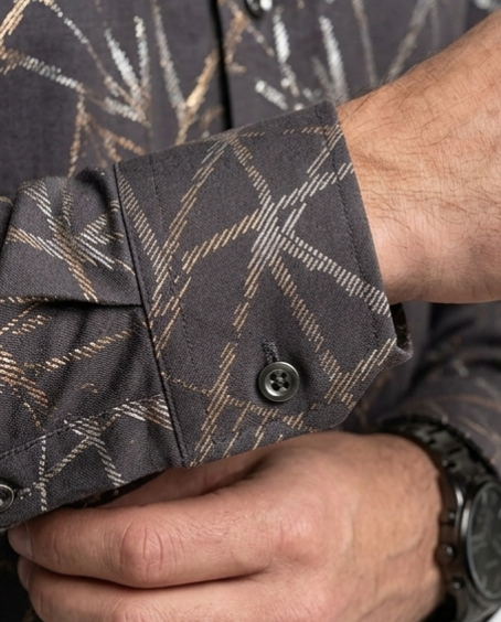 Charcoal Abstract Line Print Shirt