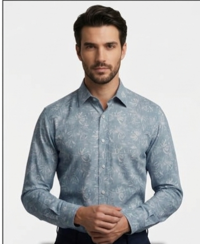 Powder Blue Botanical Print Shirt