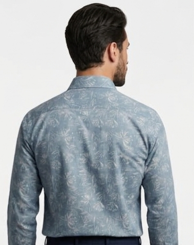 Powder Blue Botanical Print Shirt