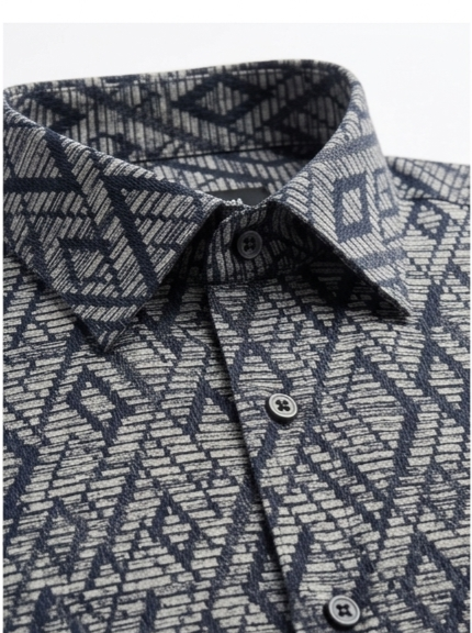 Charcoal Geometric Diamond Print Shirt