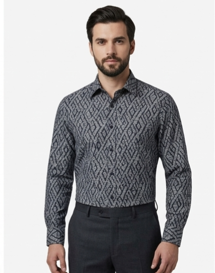 Charcoal Geometric Diamond Print Shirt