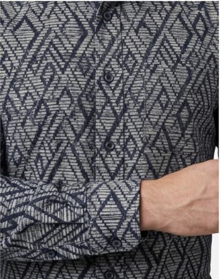 Charcoal Geometric Diamond Print Shirt