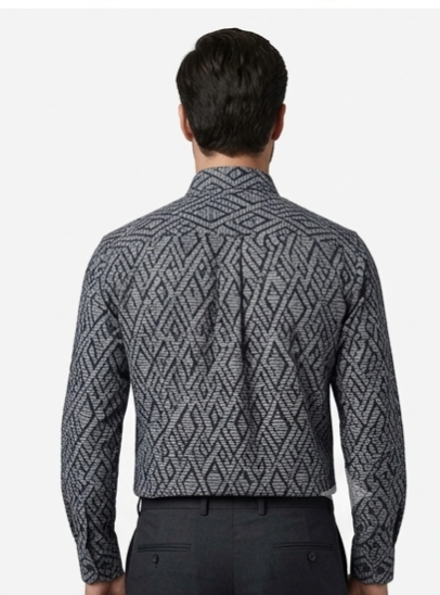 Charcoal Geometric Diamond Print Shirt