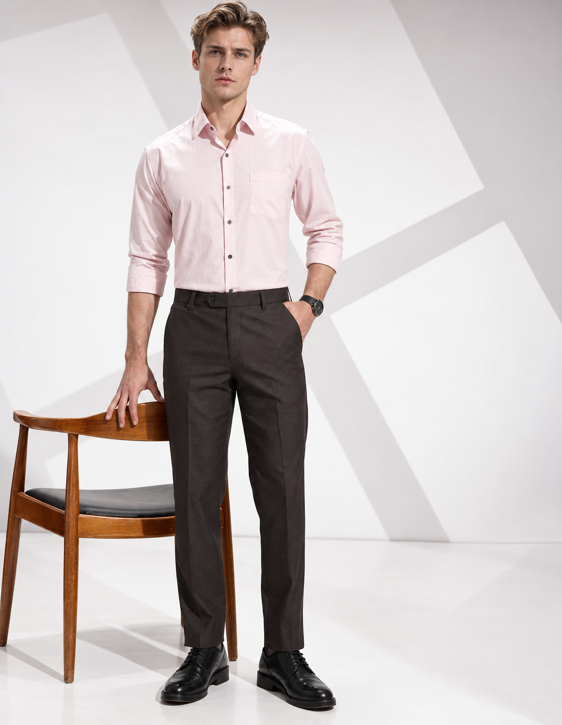 Rose Brown Straight Fit Formal Trousers