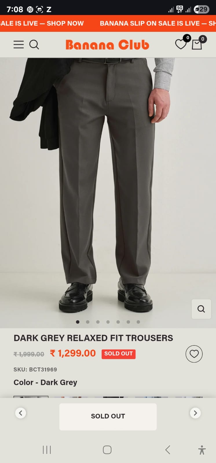 Grey Relaxed Fit Formal Pant