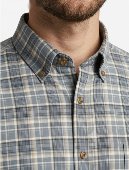 Men's Grey Multi-Check Shirt – Slim Fit Button-Down