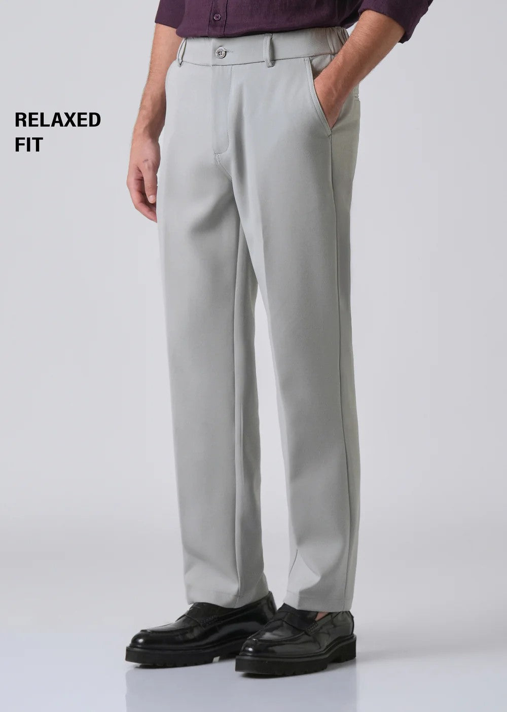 Light Grey Relaxed Fit Office Trousers
