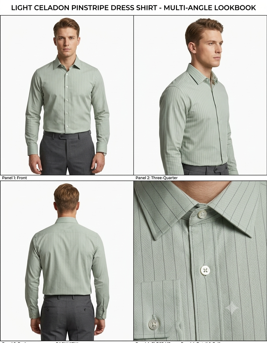 Light Celadon Pinstripe Formal Shirt