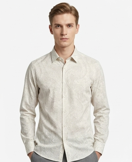 Ivory Paisley Micro Print Formal Shirt