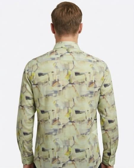 Pistachio Green Abstract Print Shirt