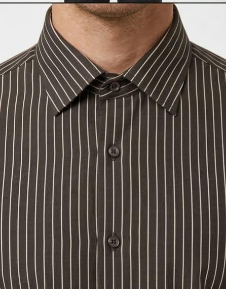 Coffee Brown Striped Formal Shirt