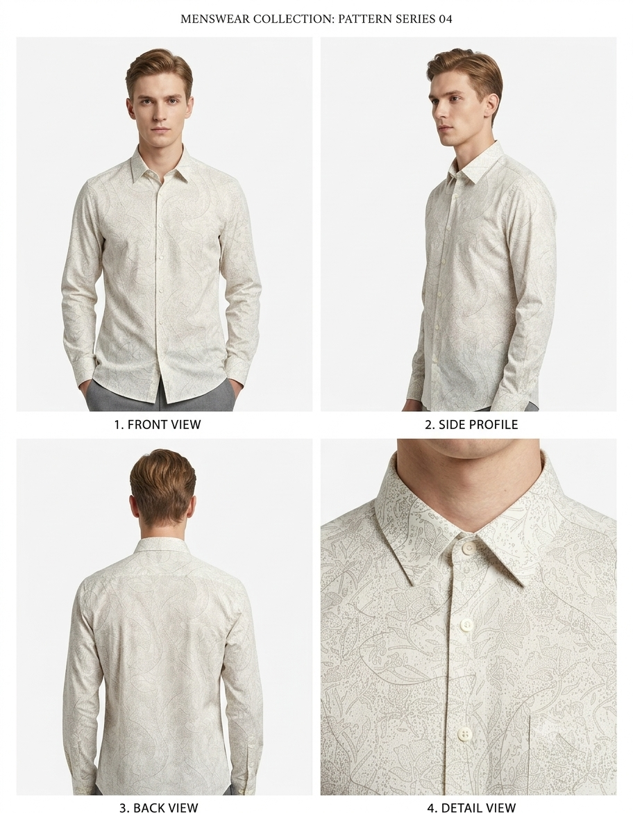 Ivory Paisley Micro Print Formal Shirt
