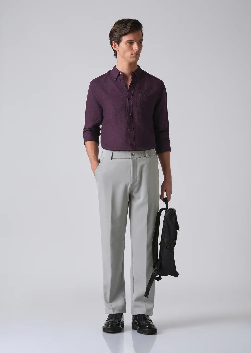 Light Grey Relaxed Fit Office Trousers
