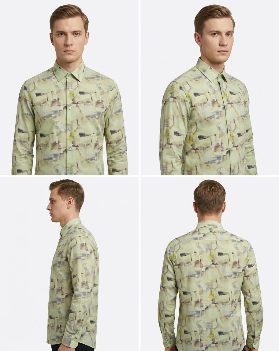 Pistachio Green Abstract Print Shirt