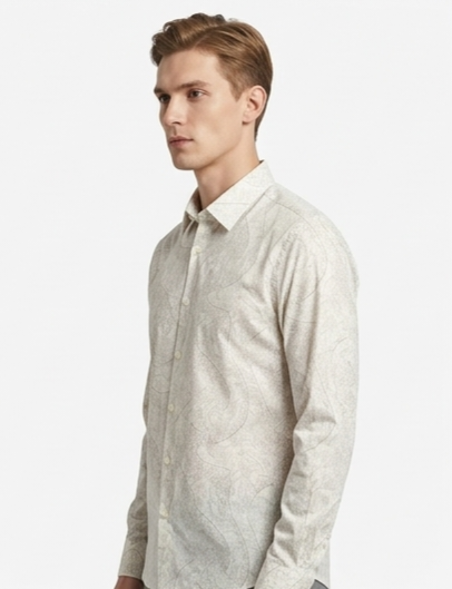 Ivory Paisley Micro Print Formal Shirt