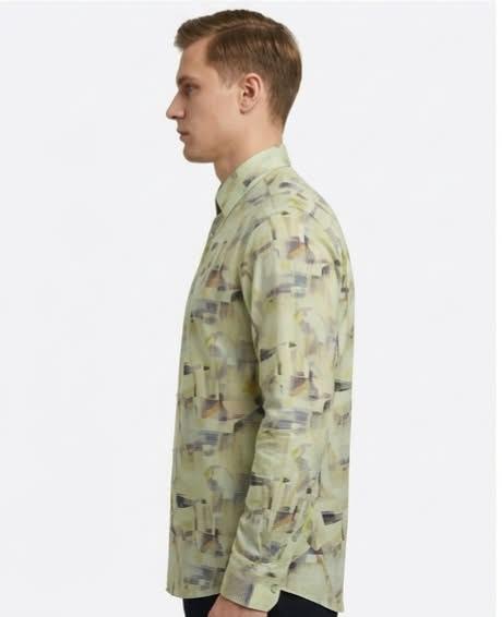 Pistachio Green Abstract Print Shirt