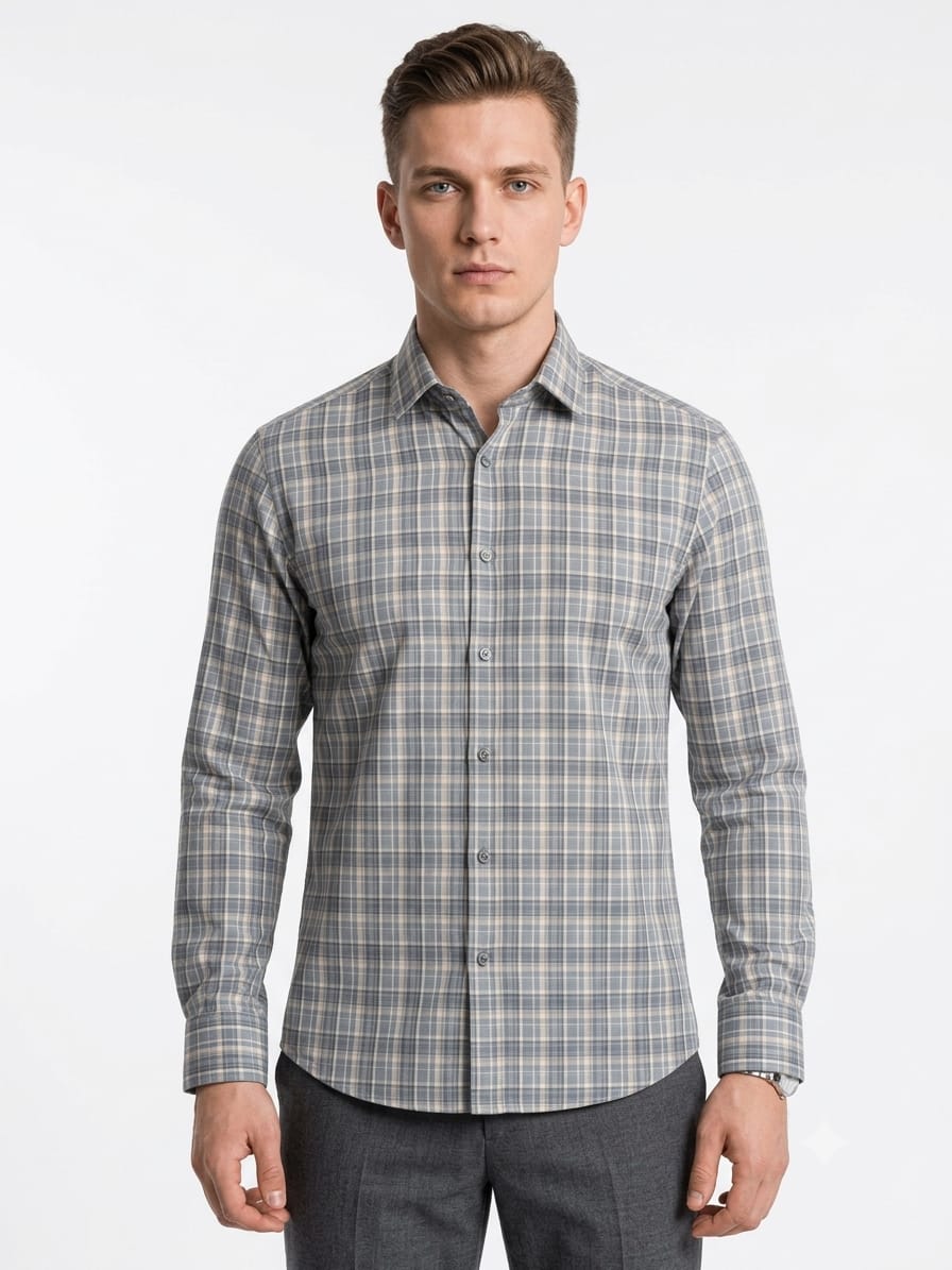 Light Grey Checked Premium Shirt