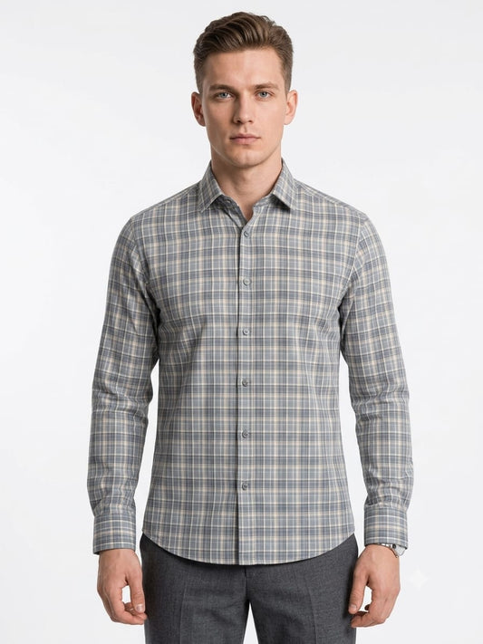 Light Grey Checked Premium Shirt