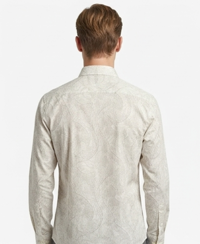 Ivory Paisley Micro Print Formal Shirt